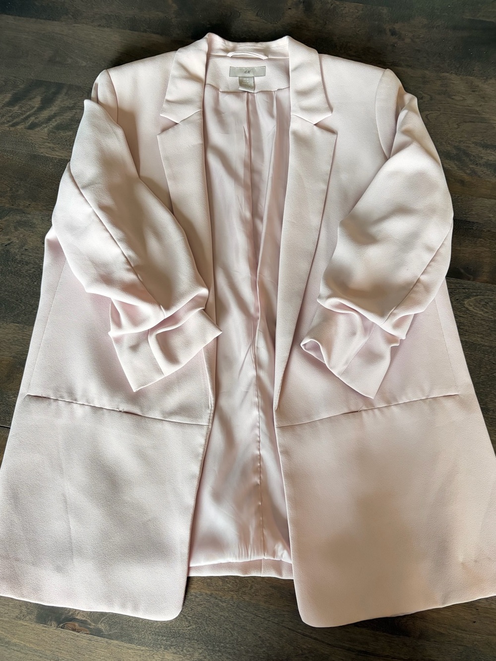H&M Women's Light Pink Open-Front Blazer Jacket
